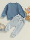 Stylish boys letter print sweatshirt and pants set in grey perfect for spring and fall The comfortable crew neck sweatshirt features a trendy letter print and is paired with matching pants