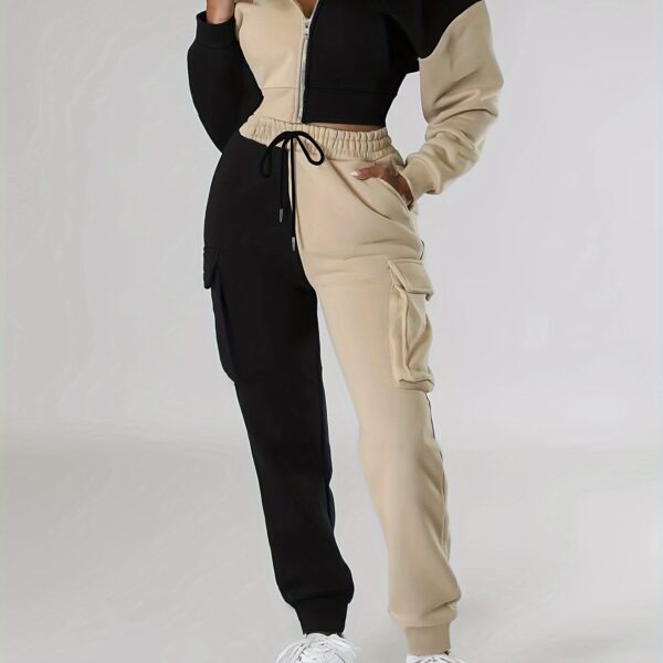 Model wearing the Newness Milan Color Block Tracksuit, showcasing its comfortable fit and modern color blocking design.