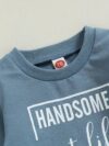 Stylish boys letter print sweatshirt and pants set in grey perfect for spring and fall The comfortable crew neck sweatshirt features a trendy letter print and is paired with matching pants