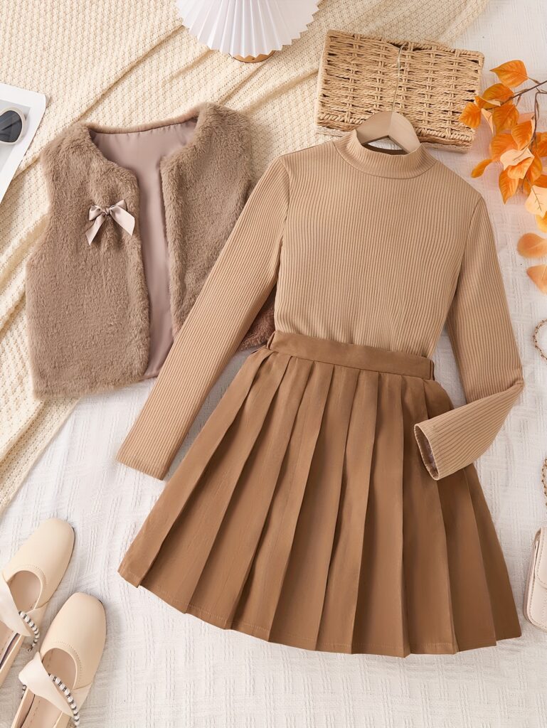 Girls' Cozy Chic Winter Outfit Set from Newness: A stylish and warm outfit perfect for the colder months.