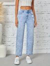 Flatlay of Newness Parisian Chic Classic Straight Leg Jeans showcasing the premium denim and perfect straight leg fit