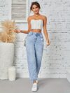 Flatlay of Newness Parisian Chic Classic Straight Leg Jeans showcasing the premium denim and perfect straight leg fit