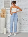 Flatlay of Newness Parisian Chic Classic Straight Leg Jeans showcasing the premium denim and perfect straight leg fit