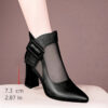 Newness Metropolitan Pointed Block Heel Boots Modern pointed toe boots with breathable mesh showcasing a stylish block heel and durable sole perfect for all day wear