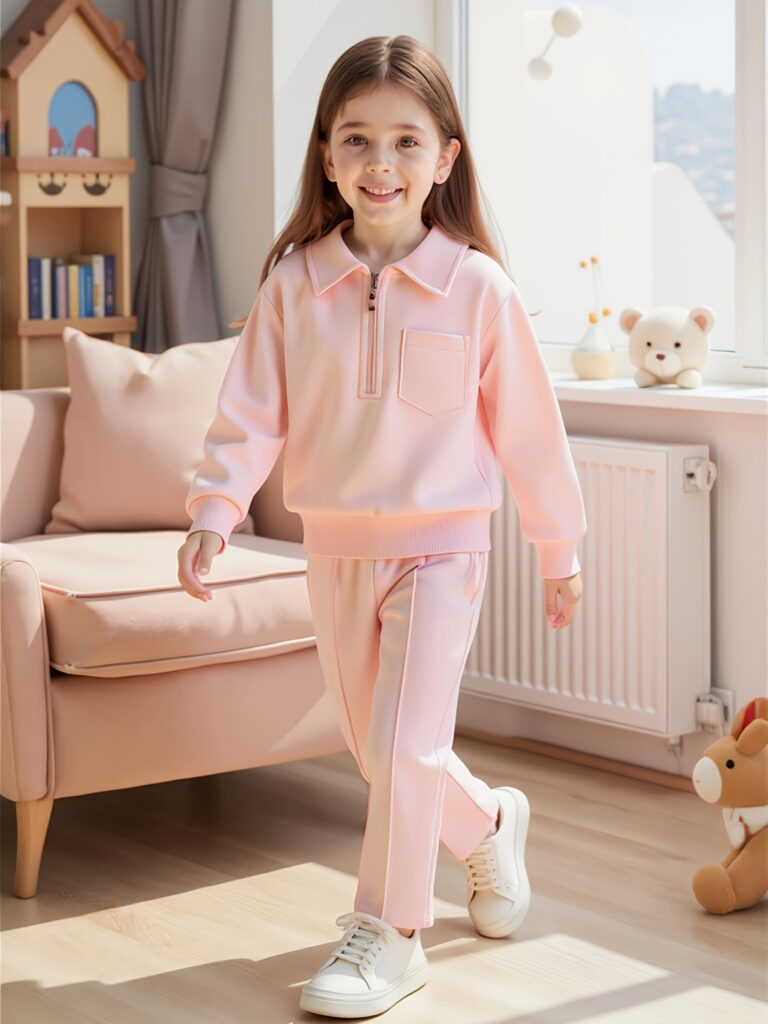 Adorable pink girls' preppy set, perfect for ages 3-7. Stylish and comfortable for everyday wear.