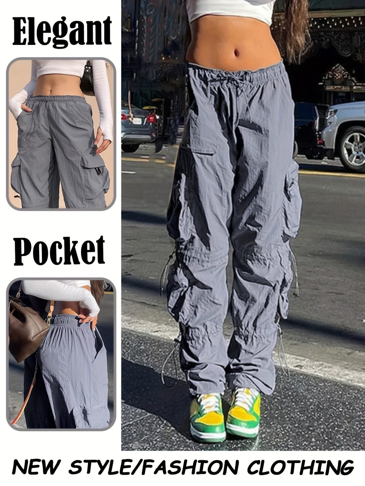 Model wearing stylish baggy NVFelix casual overalls showcasing the comfortable relaxed fit and Y2K inspired design