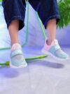 Pink and blue color block kids breathable mesh sneakers with hook and loop closure ideal for active play