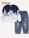Stylish and comfortable boys two piece casual set perfect for adventure Featuring a fun print ideal for everyday wear and outdoor play