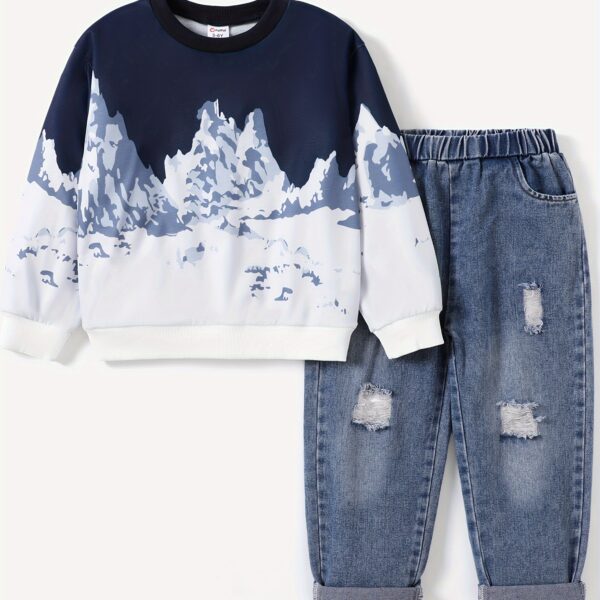 Stylish and comfortable boys two piece casual set perfect for adventure Featuring a fun print ideal for everyday wear and outdoor play