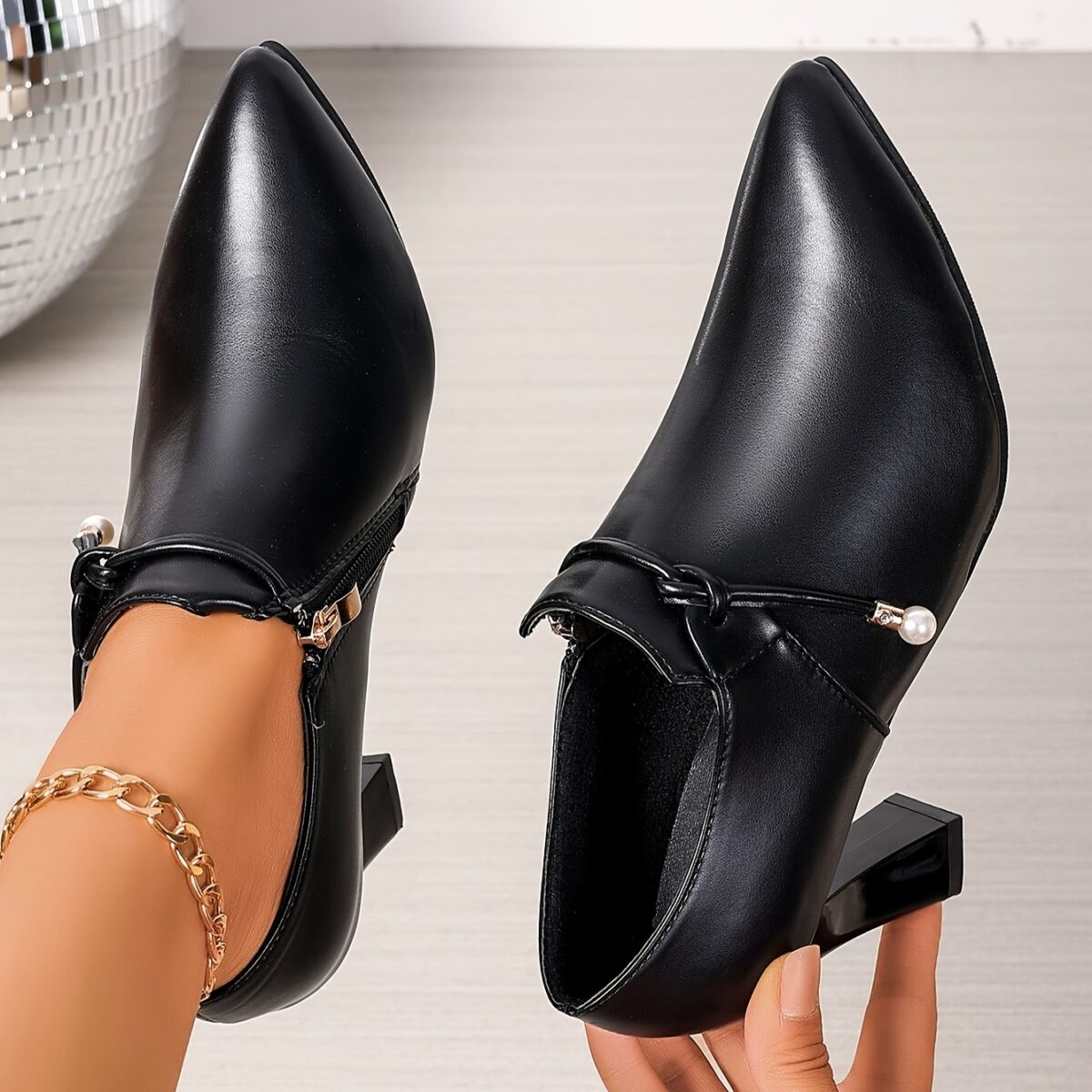 Newness Vintage Pearl Pointed Toe Heels Elevate your style with these elegant pearl embellished pointed toe heels perfect for spring and autumn Vintage inspired design