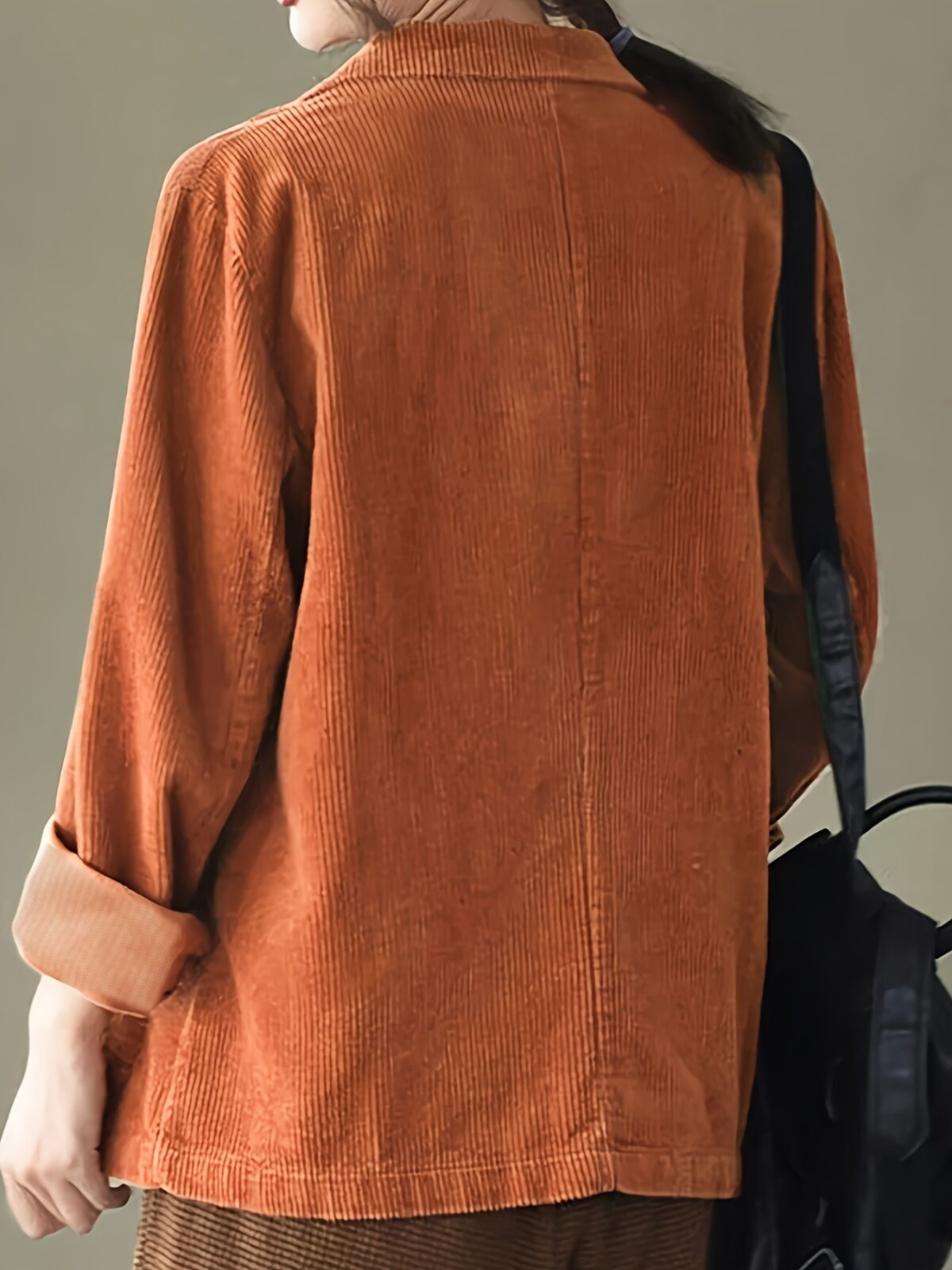 Stylish womens corduroy jacket in vintage contrast colors perfect for spring or autumn Regular fit casual blazer with a loose comfortable design