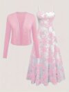 Effortlessly elegant Newness Summer Solstice Floral Print Dress Set A sophisticated two piece set featuring a floral print dress and matching accessories perfect for any occasion