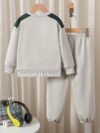 Newness Cozy Champ Boys Casual Hoodie Set in stylish grey featuring trendy letter embroidery and a comfortable loose fit perfect for fall and winter