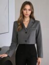 City Chic Short Grey Blazer a versatile and flattering grey blazer perfect for work or weekend wear
