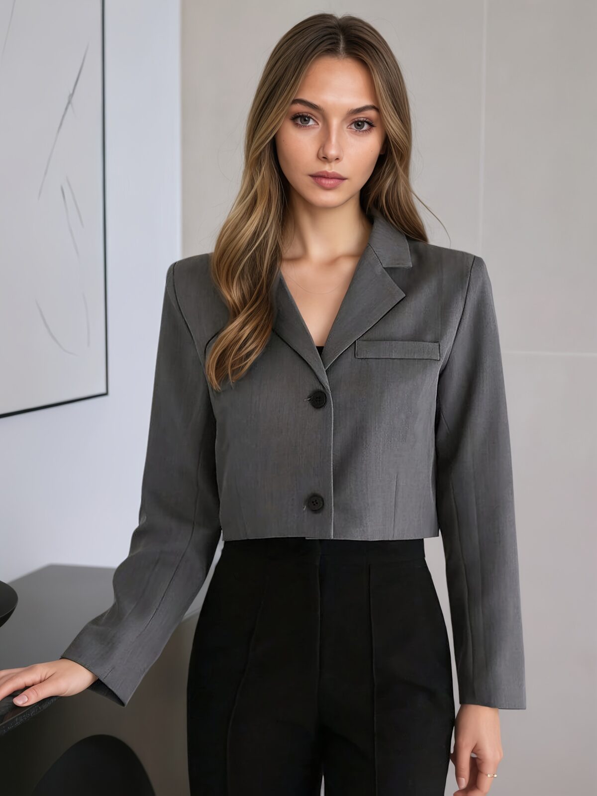 City Chic Short Grey Blazer a versatile and flattering grey blazer perfect for work or weekend wear