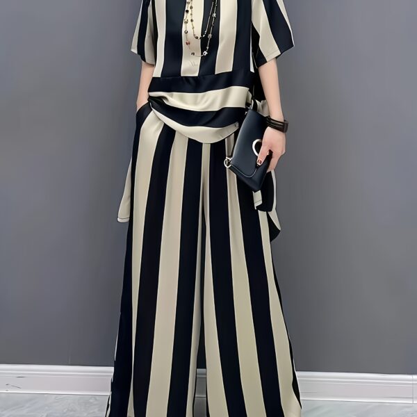 The Newness Cairo Striped Two Piece Set A stylish and versatile two piece outfit perfect for any occasion Featuring a chic striped pattern and modern design