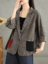 City Chic Striped Blazer Jacket with Color Block Pockets A stylish striped blazer in a relaxed fit perfect for spring and fall featuring trendy color block pockets