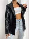 Timeless Chic Womens Elegant Single Breasted Blazer in a comfortable loose fit perfect for fallwinter Featuring long sleeves and a chic single button design