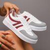 Cityscape White Low Top Sneakers with maroon accents showcasing comfortable fit and style