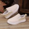 Beige ActiveAce Kids Slip On Sneakers showcasing all day comfort and durability for active kids