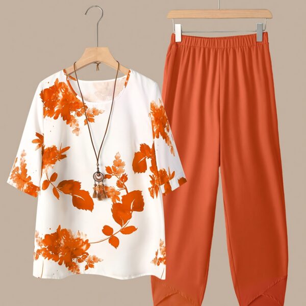 Effortlessly chic Botanical Breeze Floral Print Two-Piece Set from Newness, crafted from soft polyester. Perfect for any occasion.