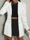 Flattering autumn chic womens pea coat in a rich solid color Double breasted style with elegant buttons regular fit and comfortable polyester elastane blend