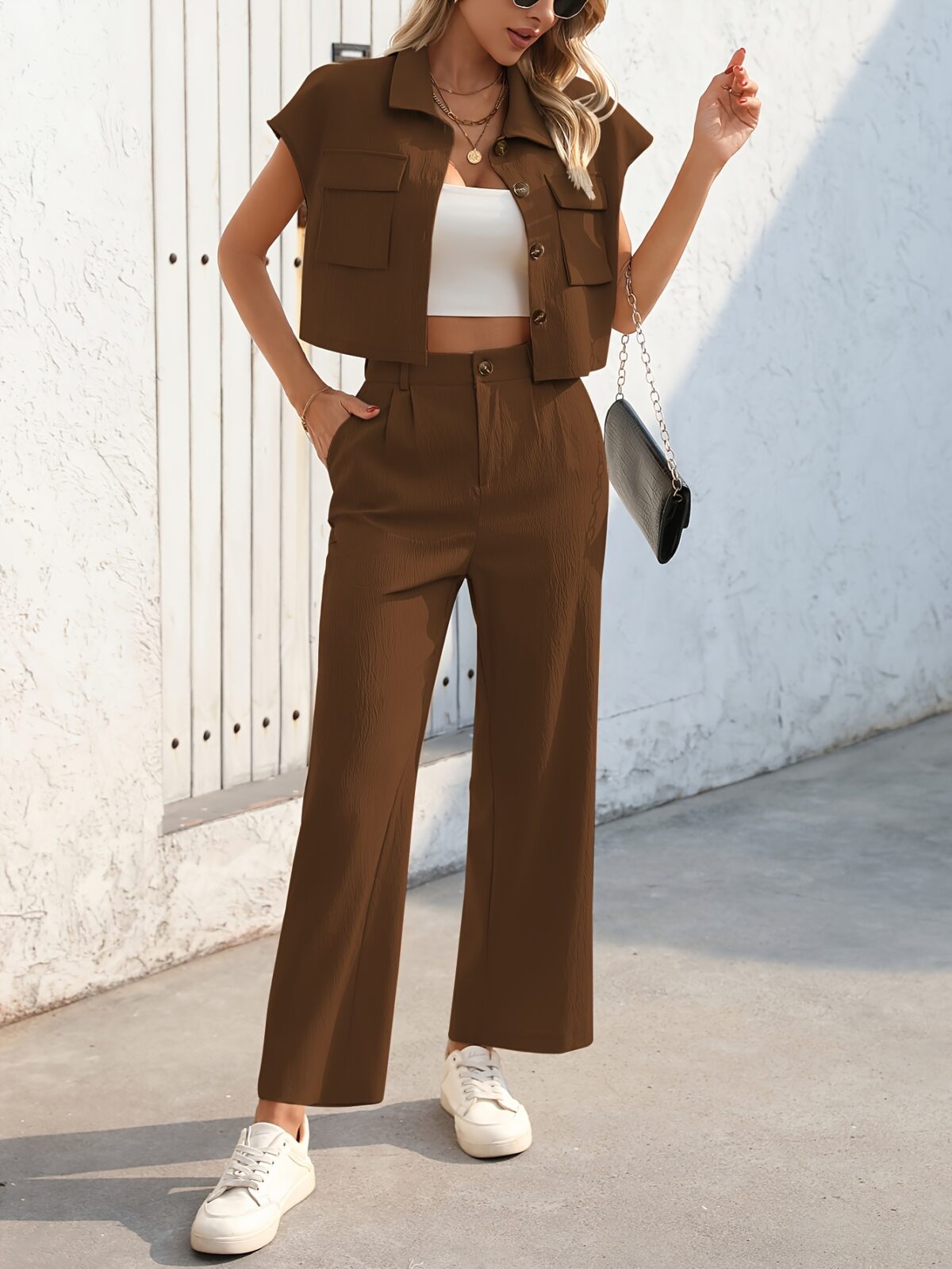 Effortless Chic Womens Loose Suit in luxurious polyester flattering silhouette relaxed fit modern style perfect for any occasion