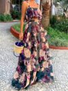 Effortlessly chic Casablanca Bloom Floral Print Skirt Set perfect for vacations and summer days Features a vibrant floral print