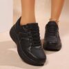 Newness Elevated Comfort Chunky Platform Sneakers A stylish close up showcasing the platform sole detailing and arch support