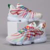 Newness Prism Rainbow Stripe Sneakers A vibrant pair of rainbow striped sneakers showcasing breathable comfort and stylish design perfect for all day wear