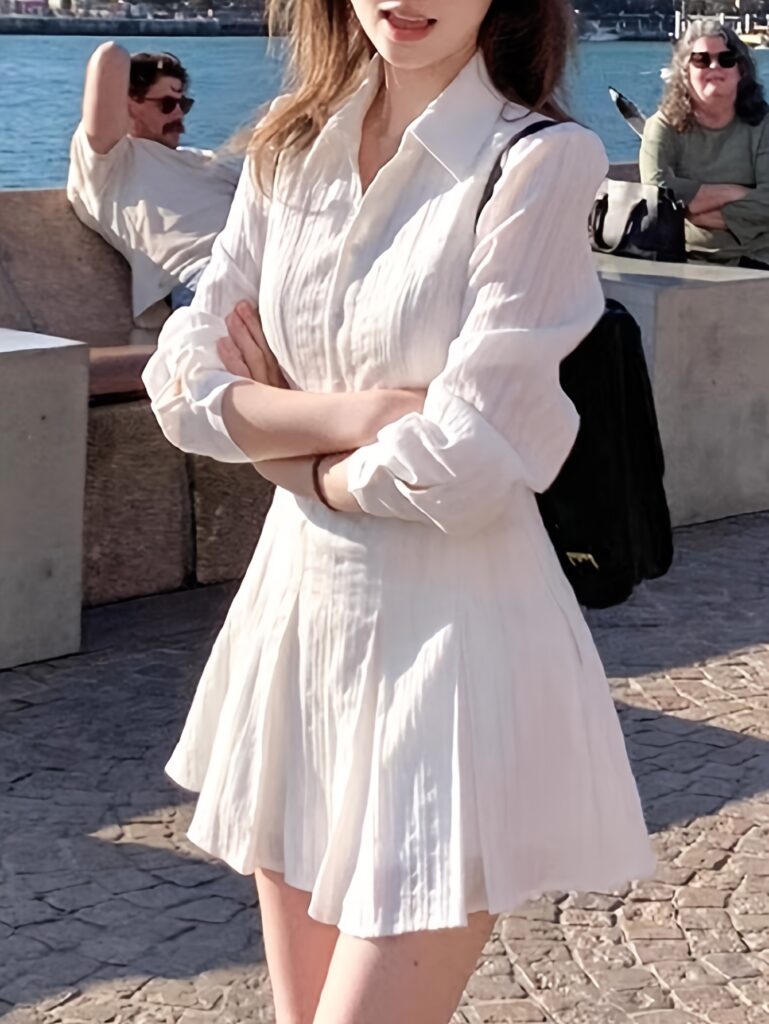 Flattering petite-friendly Dubai Polo Midi Dress in spring-perfect color, from Newness.