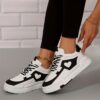 Newness Monochrome Magic Heart Pattern Sneakers Stylish monochrome heart pattern sneakers offering sporty comfort