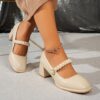 Newness Timeless Beige Mary Jane Shoes Elevate your style with our vintage inspired comfortably modern beige mary janes Featuring classic design and superior comfort