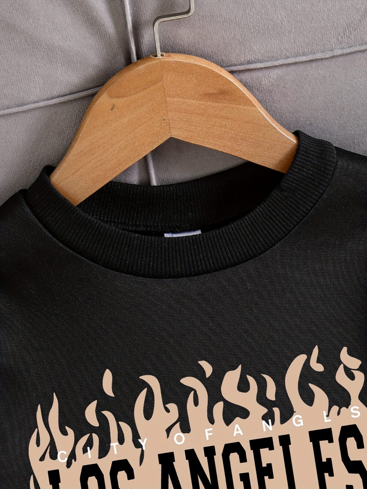 Stylish and cozy boys fleece lined sweatshirt set in trendy letter pattern perfect for cooler weather Two piece outfit includes sweatshirt and sweatpants