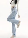 Newness Dubai Nights High Waist Straight Jeans Premium denim jeans in a chic modern straight leg style featuring a flattering high waist