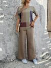 Stylish Cairo Chic Patchwork Casual Suit by Newness A modern and chic patchwork design perfect for spring and summer