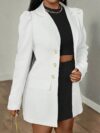 Flattering autumn chic womens pea coat in a rich solid color Double breasted style with elegant buttons regular fit and comfortable polyester elastane blend