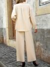 The Cairo Beige Pantsuit Set by Newness A modern and chic pantsuit in a versatile beige color perfect for any occasion Made with 100 comfortable polyester
