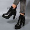 Newness Noir Chunky Heel Ankle Boots Elevate your style with these comfortable and versatile black ankle boots perfect for any occasion