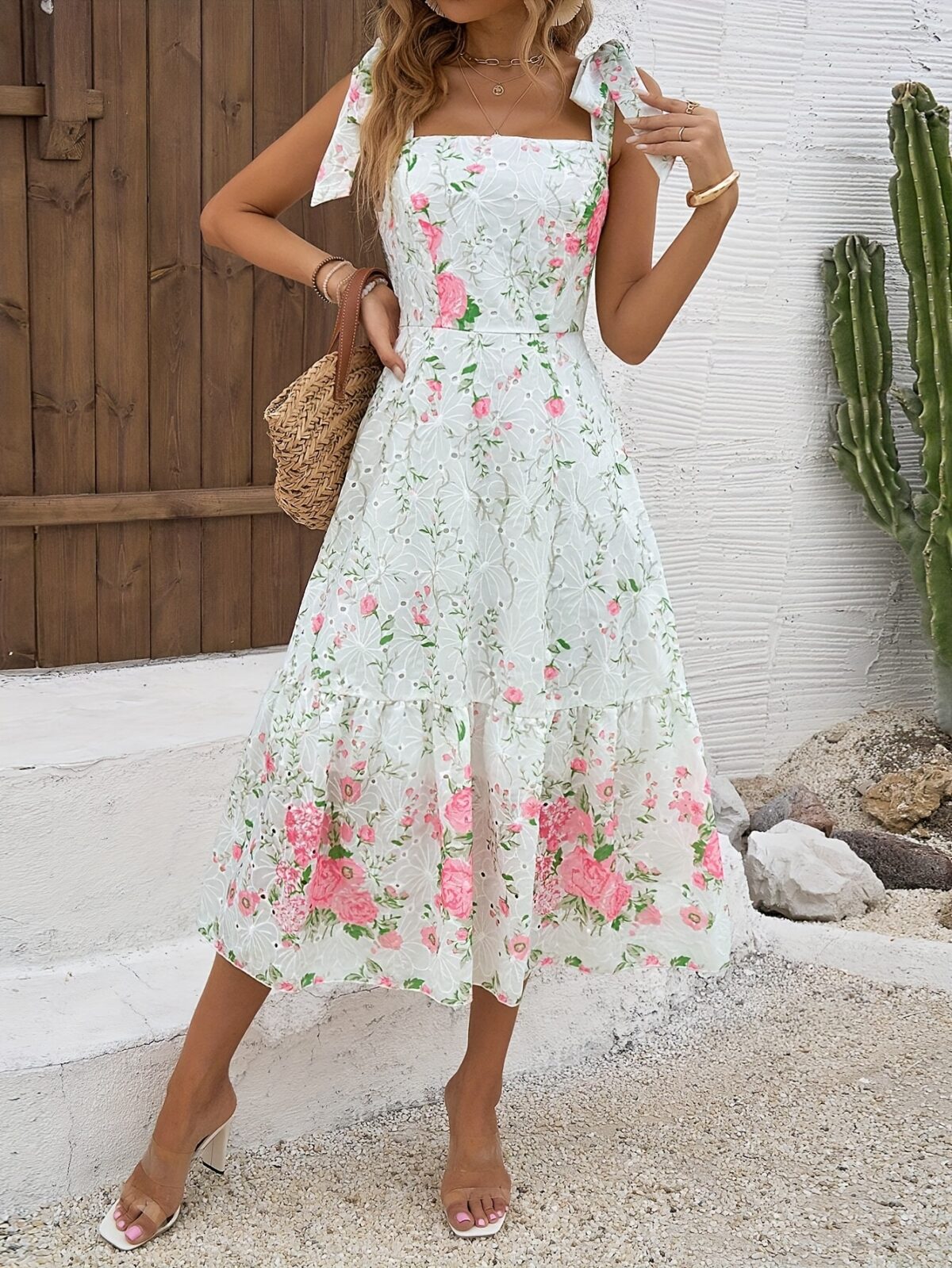 Effortlessly chic womens Summer Solstice floral print maxi dress perfect for summer vacations and beyond