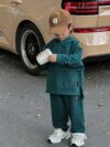 Newness Cozy Champ Boys Waffle Knit Set in soft waffle knit fabric featuring a hooded top and pants perfect for winter adventures