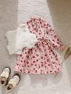 Whimsical Winter Floral Print Dress  Vest Set by Newness Enchanting floral pattern warm and comfortable