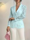 Springtime Chic Womens Elegant Suit Jacket in versatile color perfect for spring and summer occasions