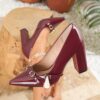 Bordeaux Nights Burgundy Stiletto Heels by Newness Elegant burgundy heels perfect for weddings special occasions and nights out