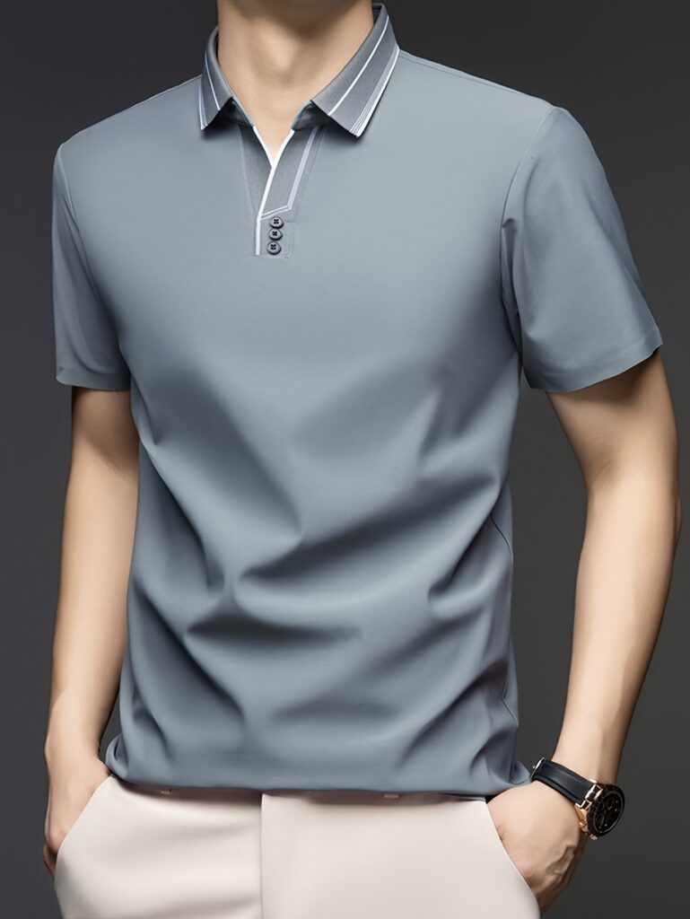 Summer Breeze Men's V-Neck Golf Shirt in a stylish, breathable regular fit, perfect for golf, tennis, or casual wear.
