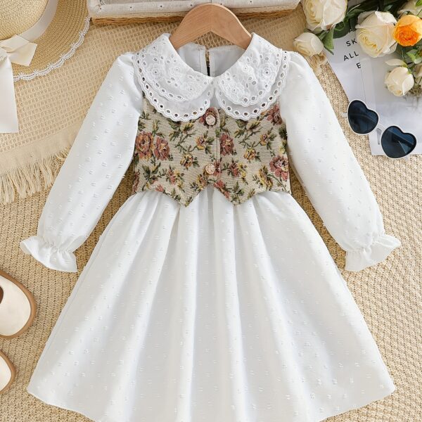 Newness Kensington Jacquard Floral Dress A chic and elegant floral dress perfect for spring Close up view showing the intricate jacquard fabric and flattering silhouette