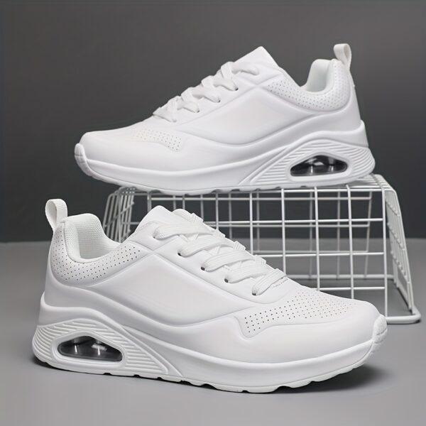 Newness The Dubai Breeze White Leather Sneakers Breathable comfortable white leather sneakers with perforations and air cushion technology