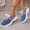 Womens Breathable Floral Print Sneakers by Newness Comfortable knit fabric with floral pattern showcasing the EVA sole for added comfort