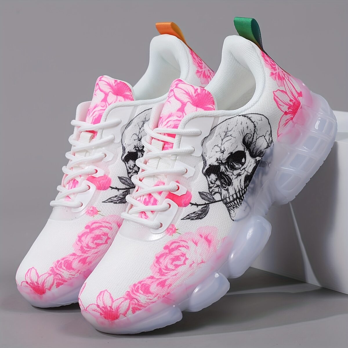 Newness Dark Bloom Skull Print Sneakers Edgy chic sneakers with a skull print perfect for elevating any look