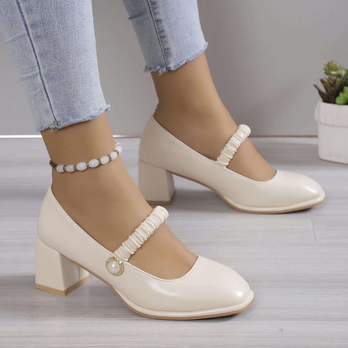Newness Timeless Beige Mary Jane Shoes Elevate your style with our vintage inspired comfortably modern beige mary janes Featuring classic design and superior comfort